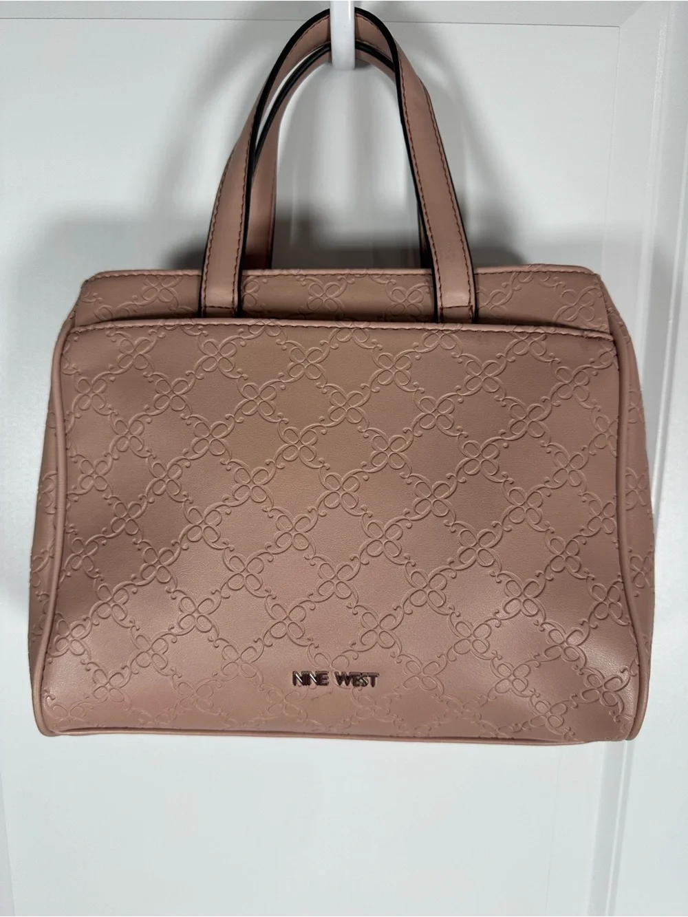 Nine West Dusty Rose Embossed Satchel Purse Faux Leather